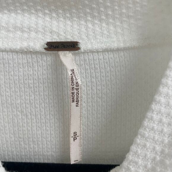 Free People Switch It Up Cuff White Waffle Thermal Crochet Top Small AS IS - Picture 7 of 7